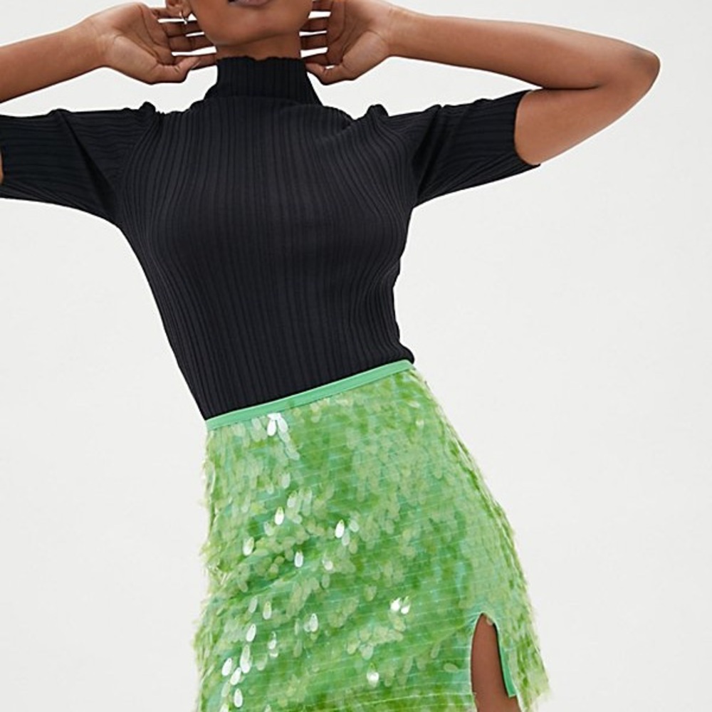 Urban Outfitters Green Sequin Mini Skirt